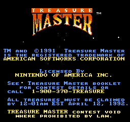 Treasure Master (USA) Title Screen